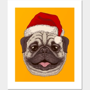 santa pug Posters and Art